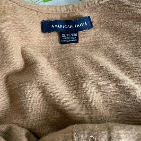 Women's Tan Ruffle Button-Down Top - Picture 3 of 4